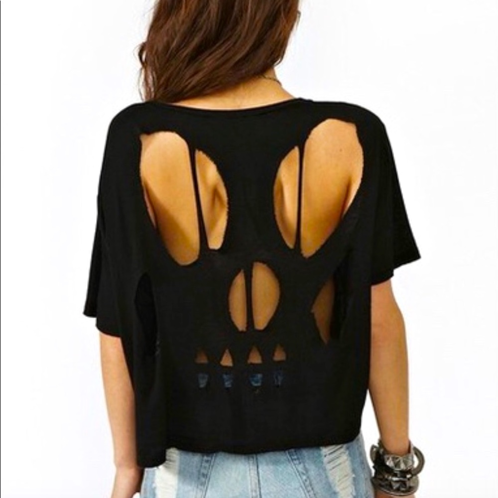 RARE! Brandy Melville Skull Cut Out Tee